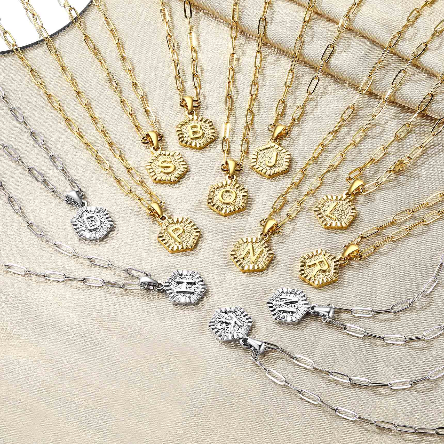 Hypoallergenic 18K Gold  Name Initial Necklaces collection