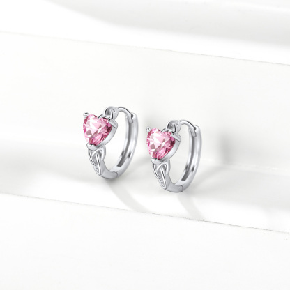  Birthstone 925 Sterling Silver Heart Hoop Earrings for Women detail