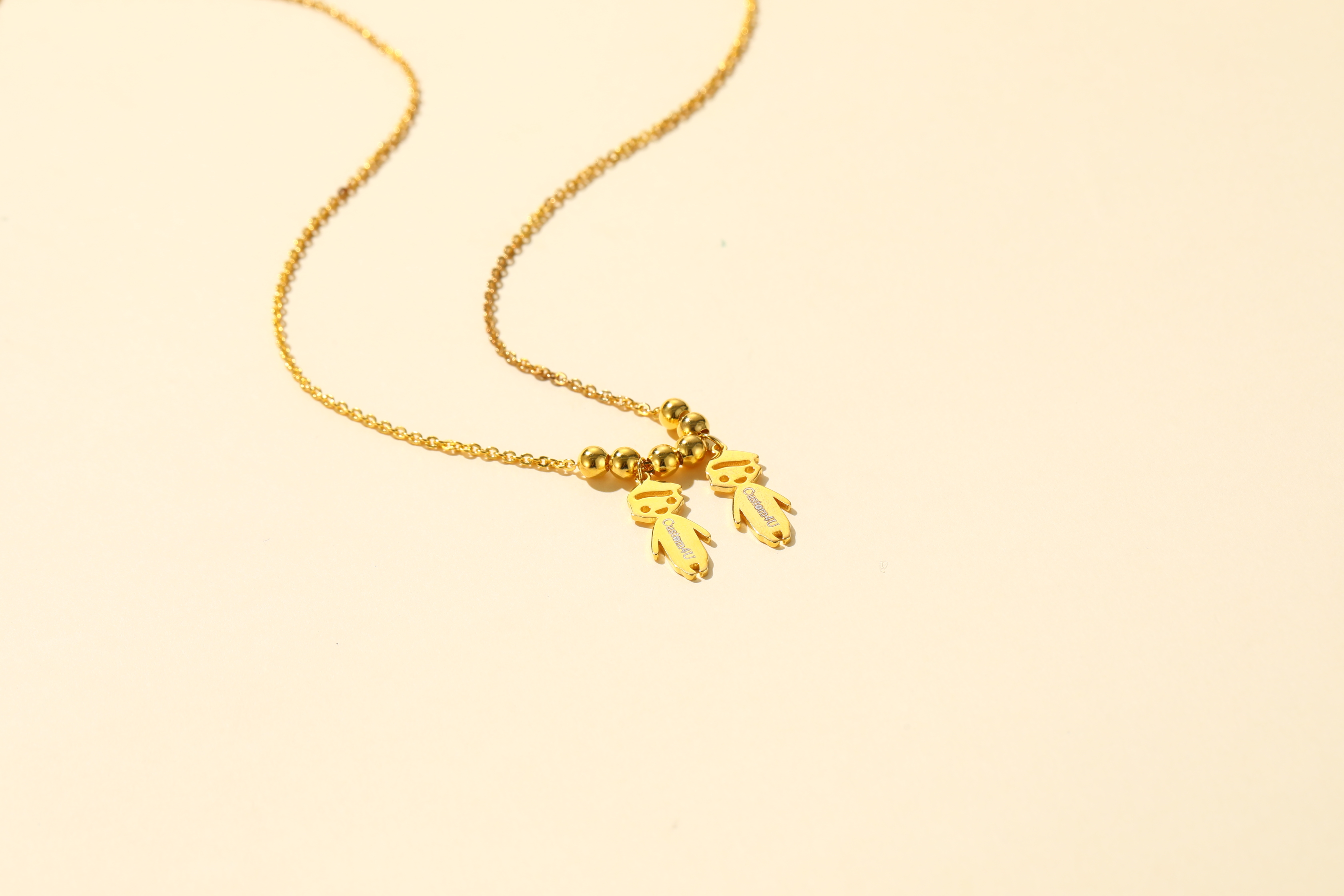 Custom4U Golden Twin Kids Necklace