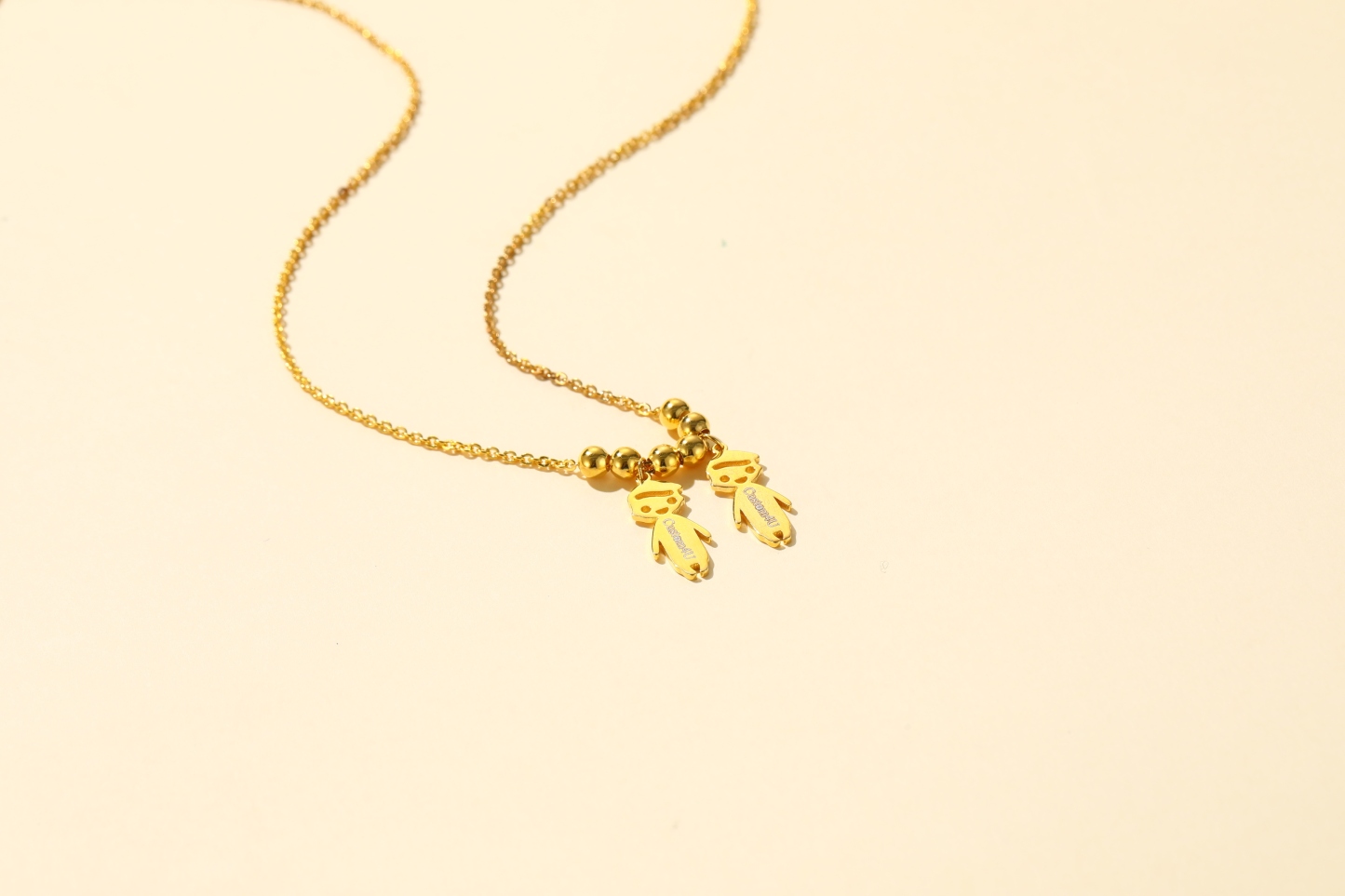 Custom4U Golden Twin Kids Necklace