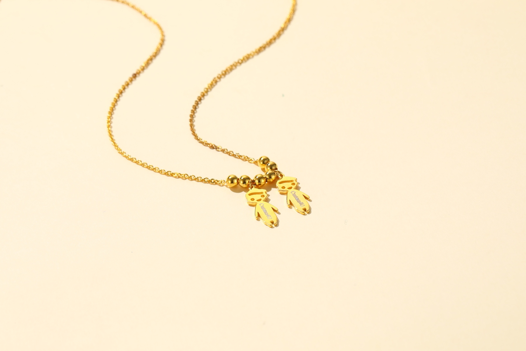 Custom4U Golden Twin Kids Necklace