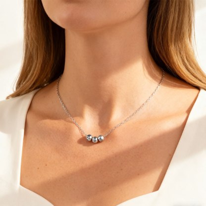 Personalized 1-8 Name Bead Ball Necklace for Women