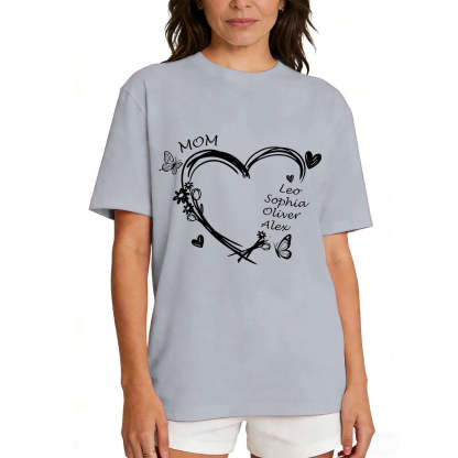 Personalized Heart & Name T-Shirt for Mom Grey