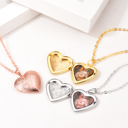 Personalized Heart Locket Necklace with Pictures Memorial Jewelry