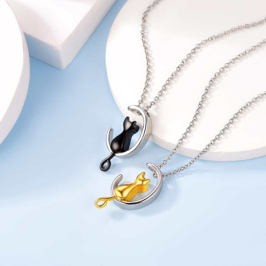 Moon Cat Urn Necklaces for Ashes Memorial Jewelry scene