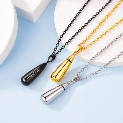 Personalized Engraved Teardrop Cremation Urn Necklace for Ashes color