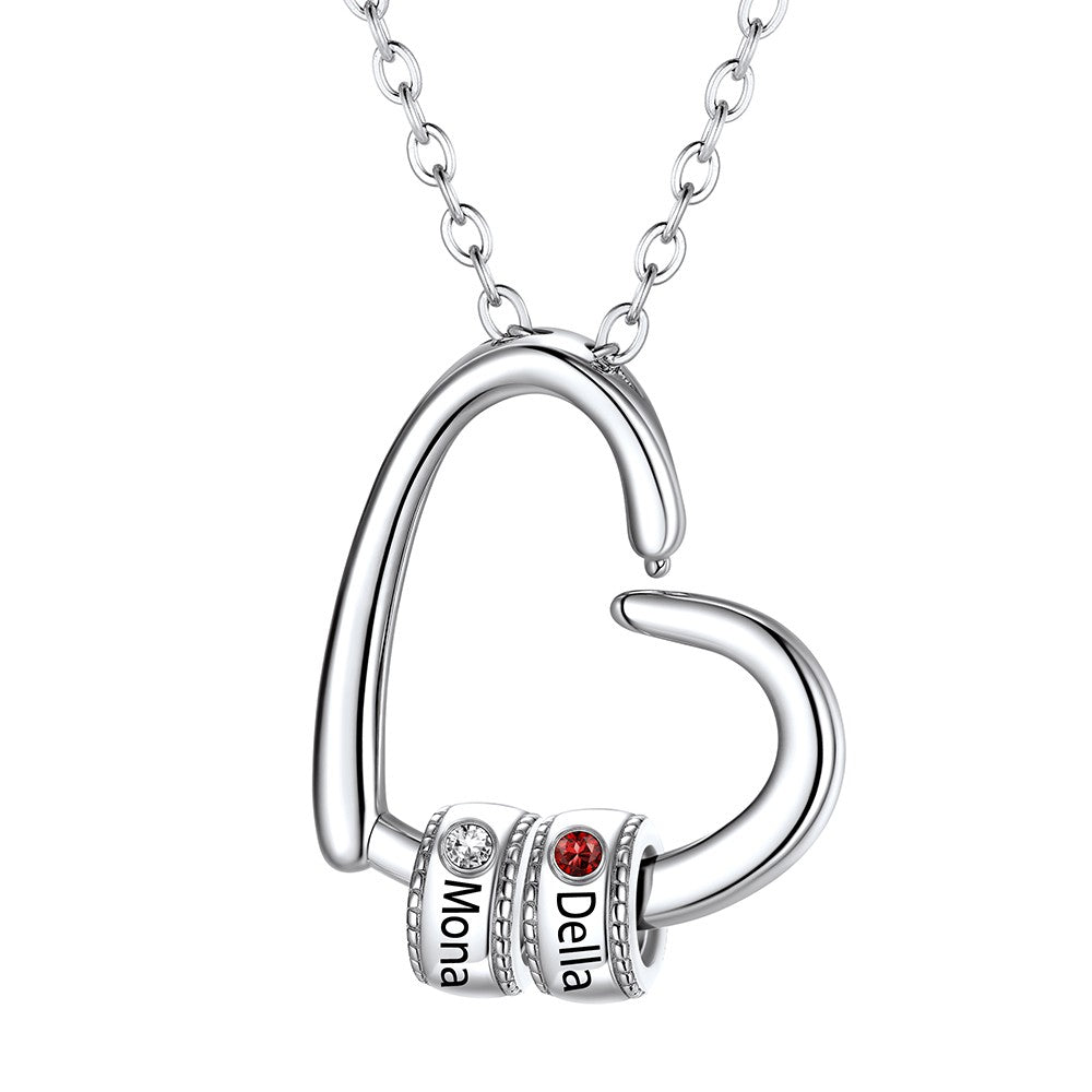 Personalized 1-4 Name Birthstone Bead Mom Necklace | Mother's Day Gift silver 2