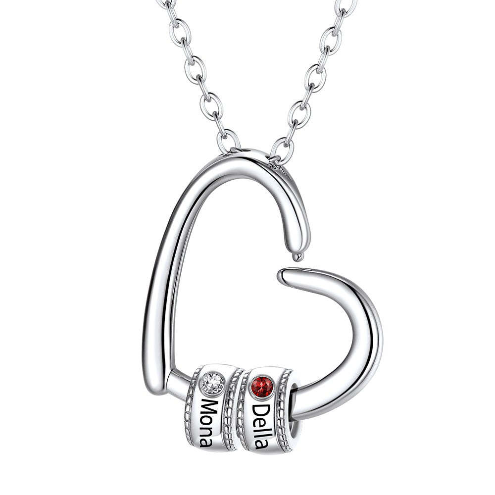 Personalized 1-4 Name Birthstone Bead Mom Necklace | Mother's Day Gift silver 2