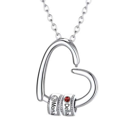 Personalized 1-4 Name Birthstone Bead Mom Necklace | Mother's Day Gift silver 2