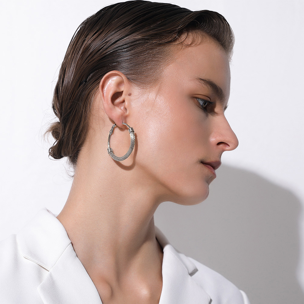 Stainless Steel Dop Hoop Earrings For Women