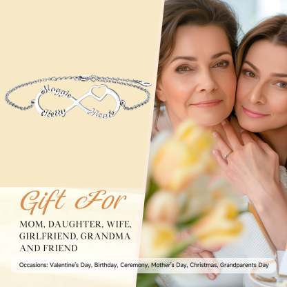  Personalized 1-4 Names Infinity Anklet Bracelet for mother