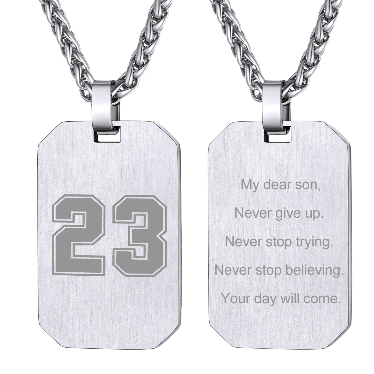 Customized Engraving Octagonal Dog Tag Necklace Silver