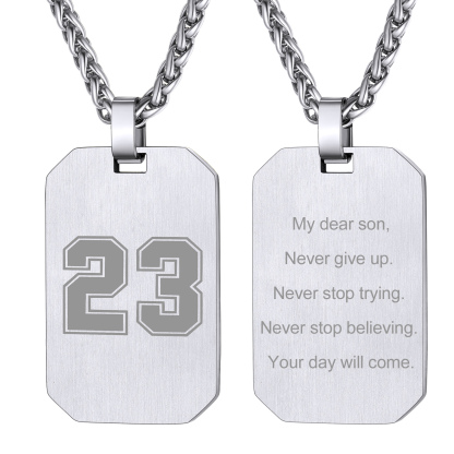 Customized Engraving Octagonal Dog Tag Necklace Silver