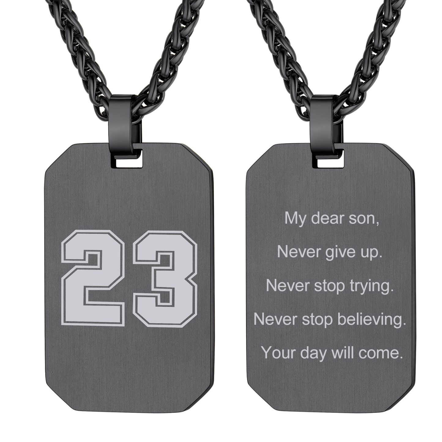 Customized Engraving Octagonal Dog Tag Necklace Black