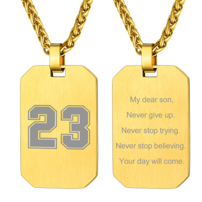 Customized Engraving Octagonal Dog Tag Necklace Gold