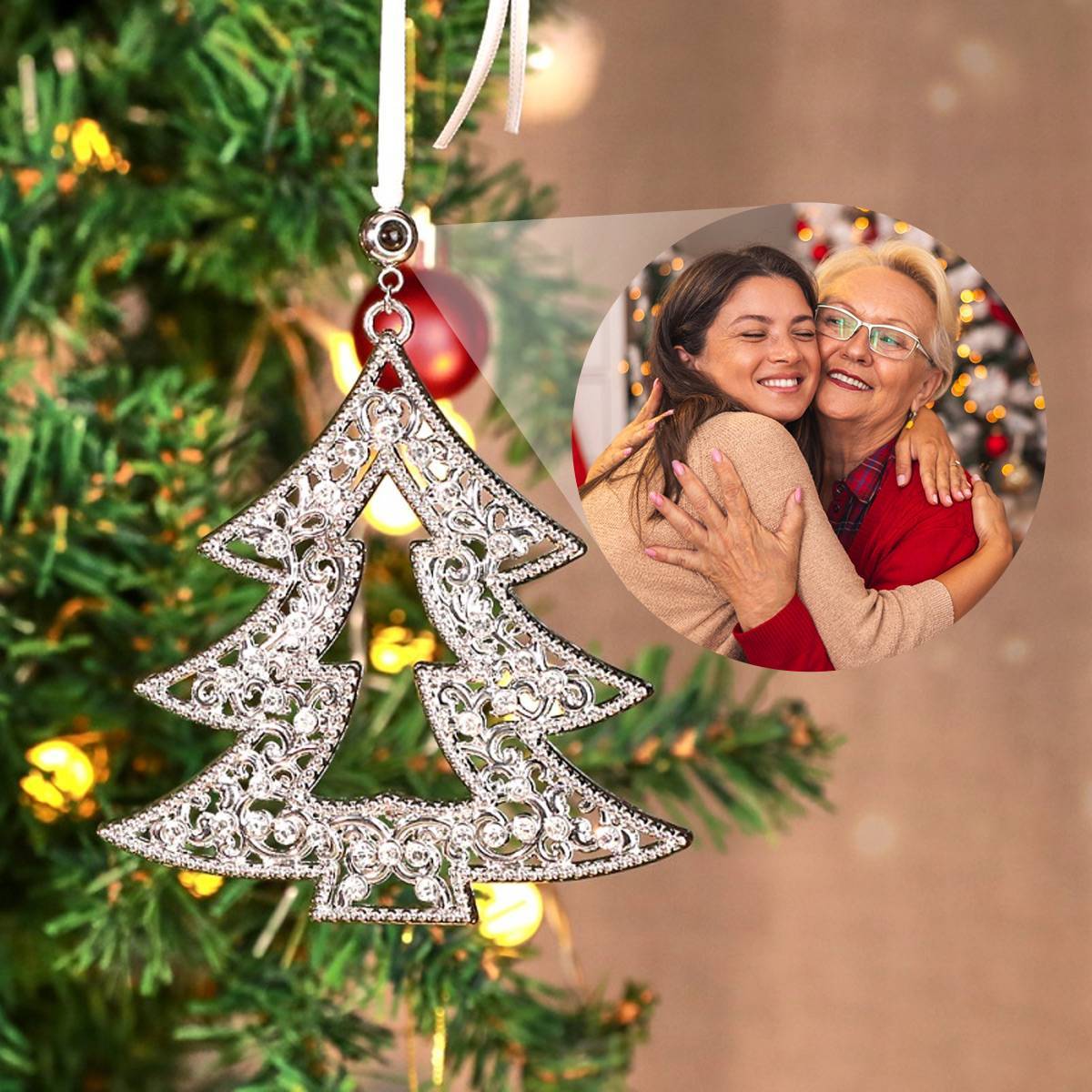 Personalized Photo Projection Christmas Ornaments For Family Lover tree occasion