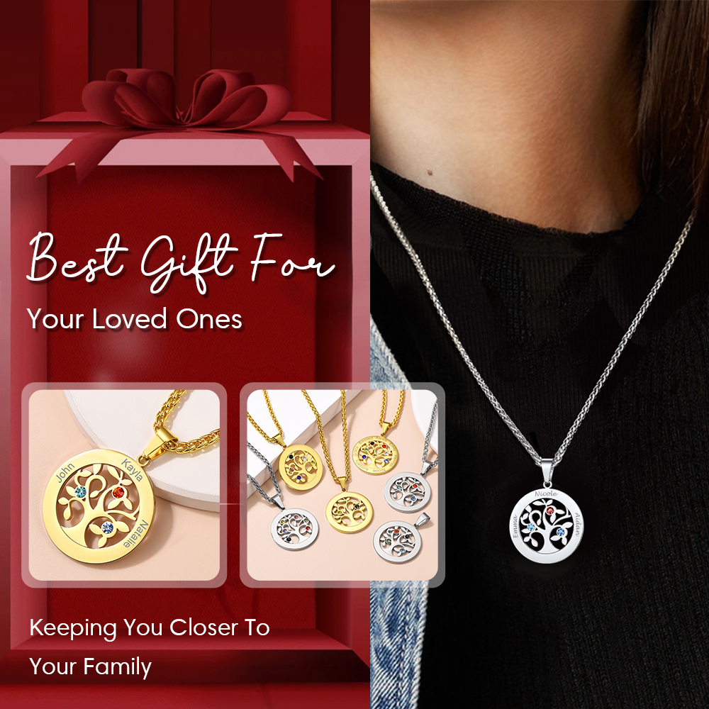  Personalized Birthstone Family Tree Name Necklaces for Mom