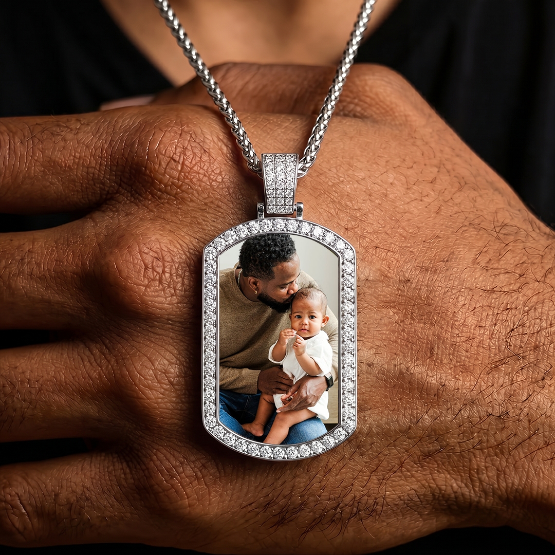 Custom Photo CZ  Picture Pendant Necklace for Men