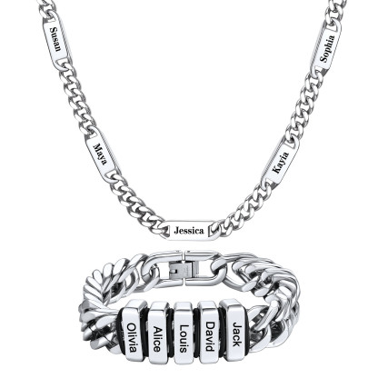 Mens Custom Cuban Link Chain Necklace with Beaded Name
