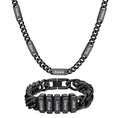Custom Name Cuban Link Jewelry Set