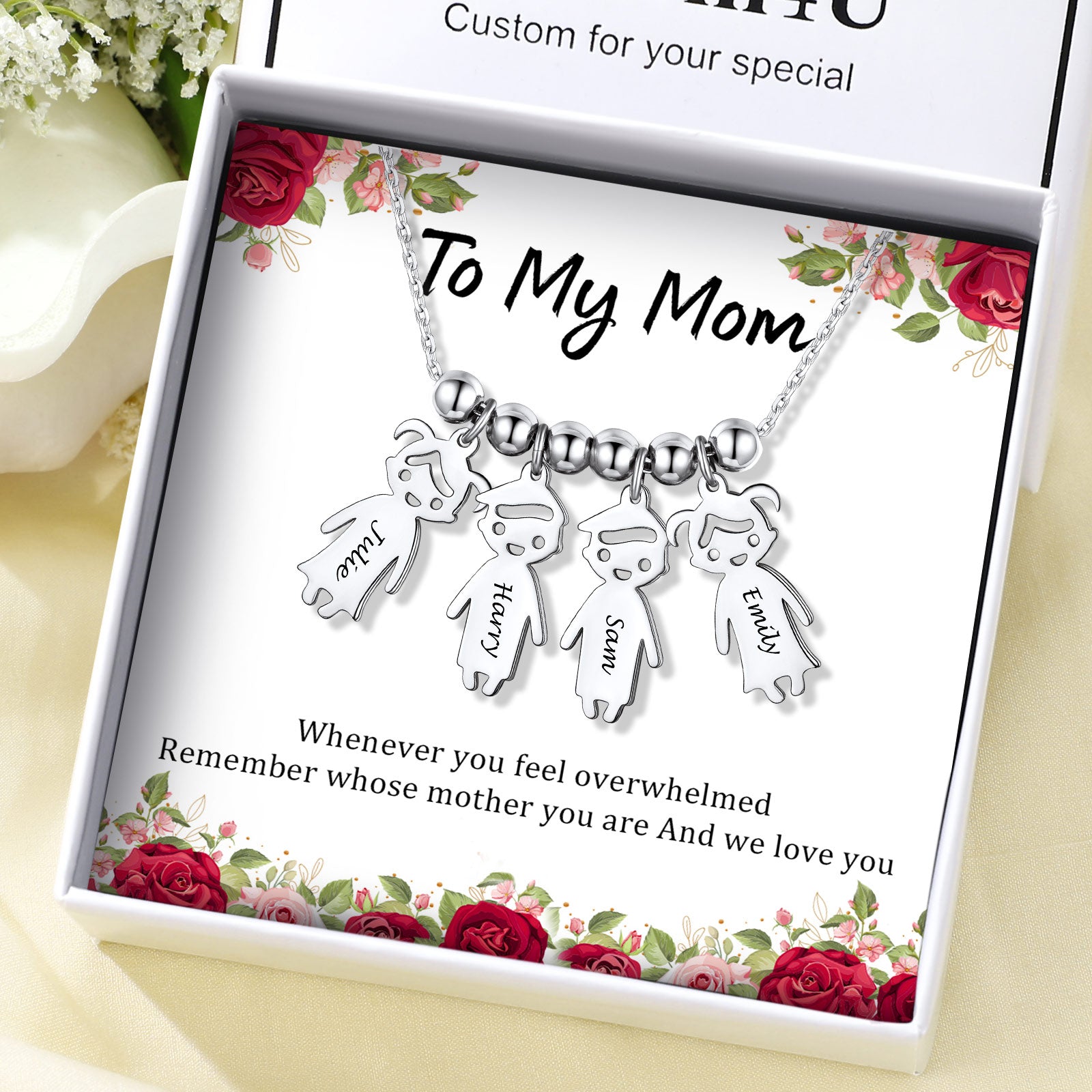 Personalized Engraved Mothers Children Necklace for Mom gift
