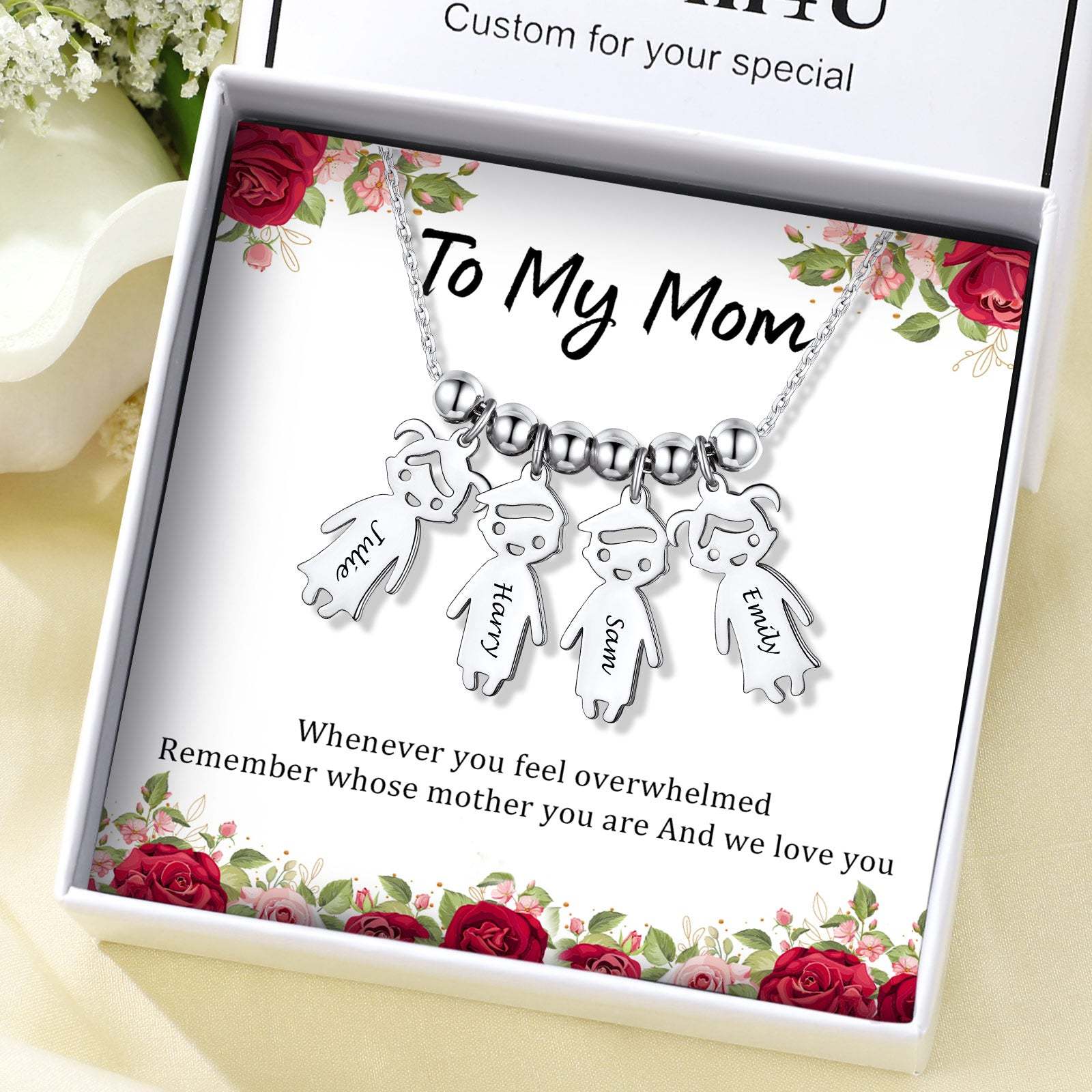 Personalized Engraved Mothers Children Necklace for Mom gift