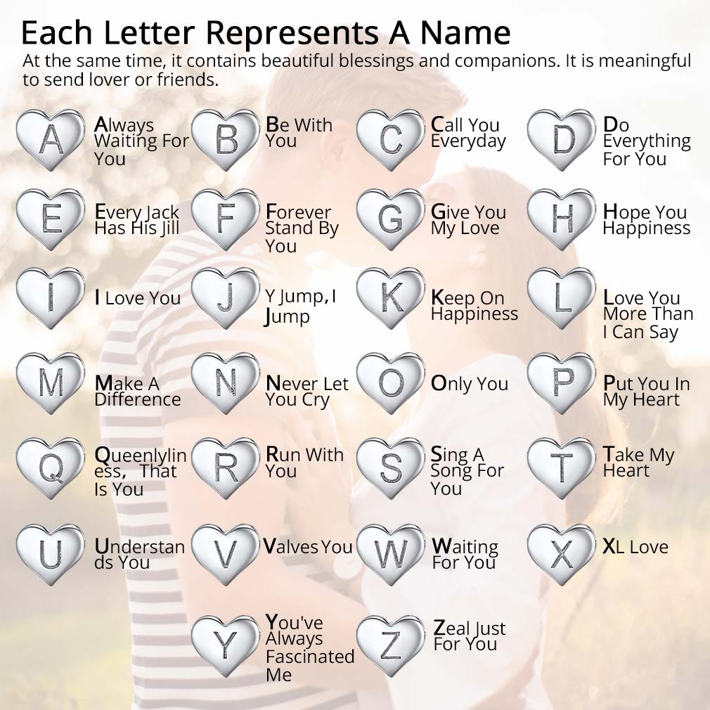 Sterling Silver Initial Heart Letter Bracelet