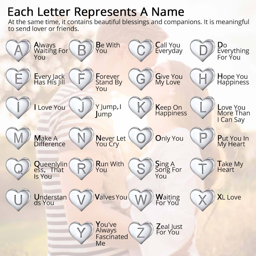 Sterling Silver Initial Heart Letter Bracelet