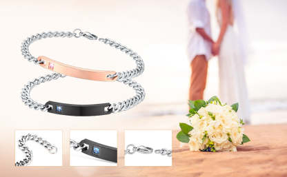 Personalized Couple Name Engraved Matching Bracelets 