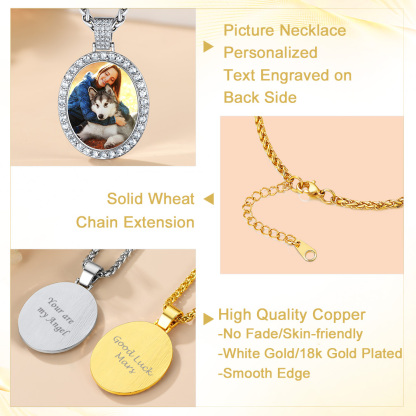  Personalized Photo Oval Necklace for Men Women