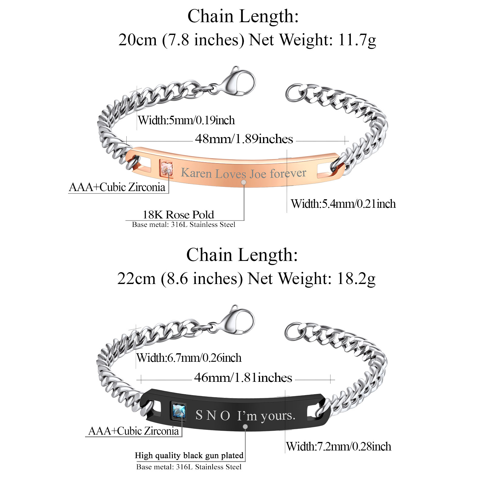 Personalized Engraved Bracelet Name Bracelets for Couple detail