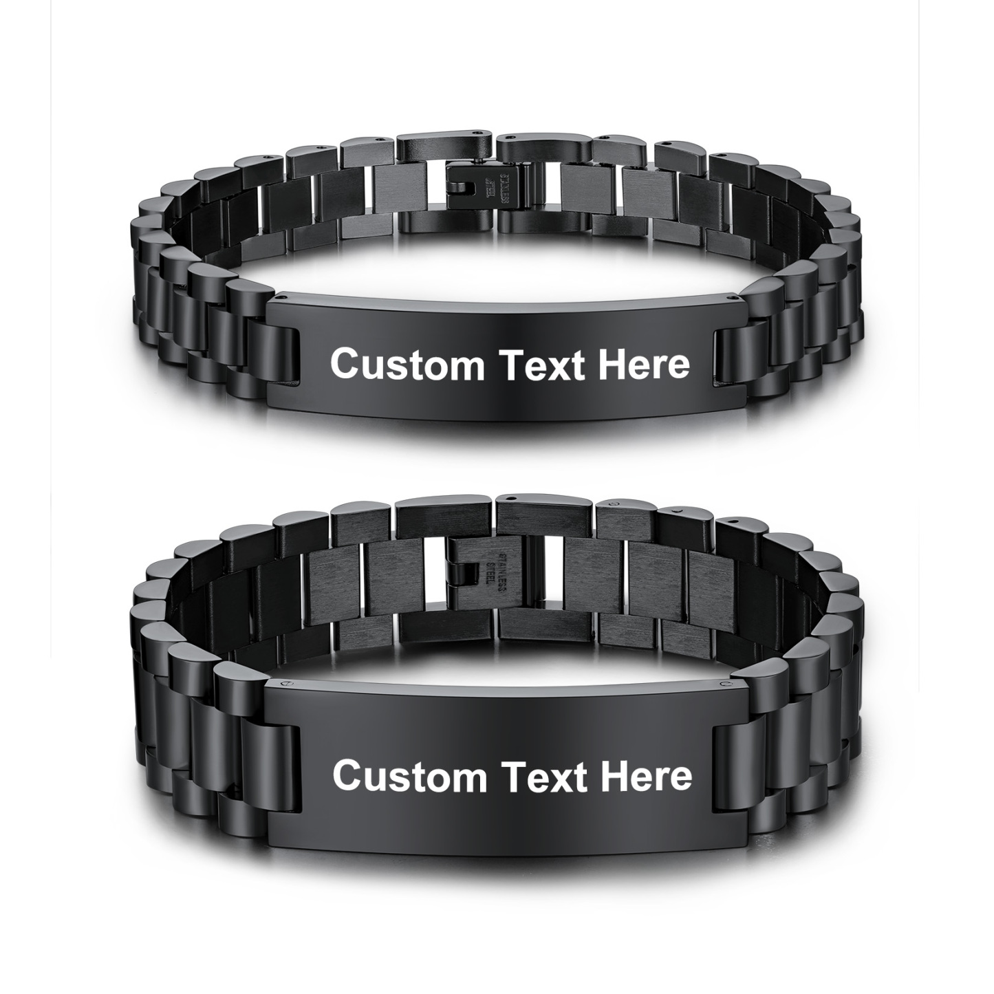 Personalized Engraving Wristband ID Bracelet for Couple black