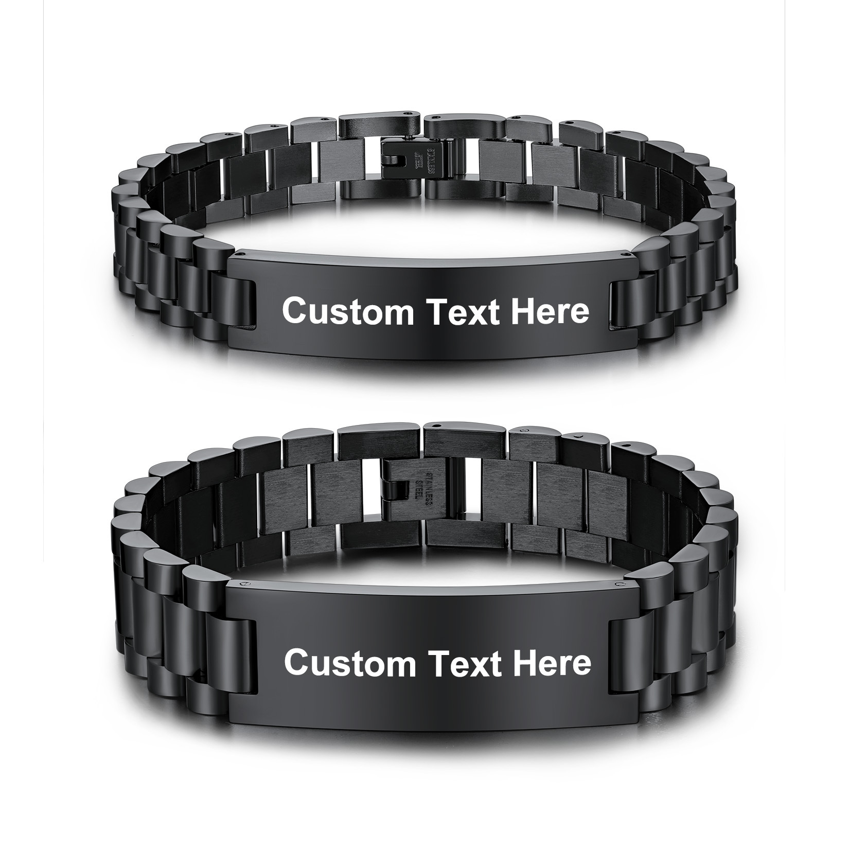 Personalized Engraving Wristband ID Bracelet for Couple black