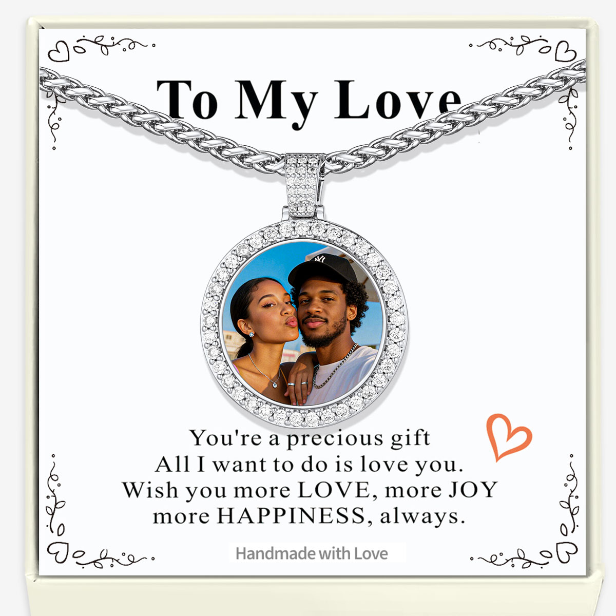 Iced Out Photo Necklace - Custom Circle Chain with Picture