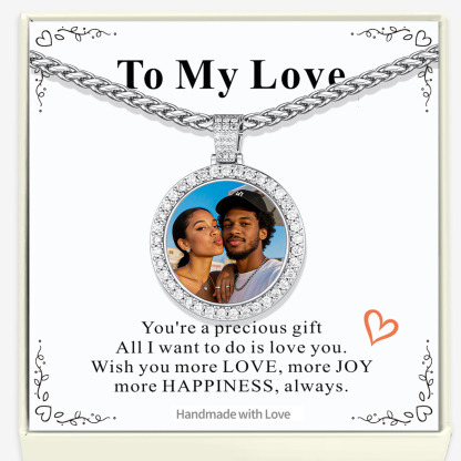 Iced Out Photo Necklace - Custom Circle Chain with Picture