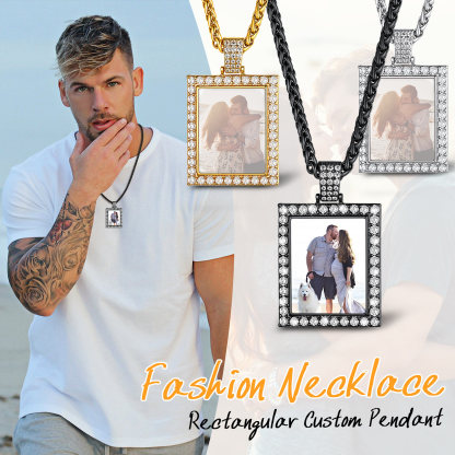 Personalized Photo Frame Shaped Pendant Necklace 