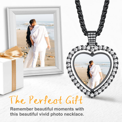 Personalized Photo Heart Pendant Necklace for Men Women scene