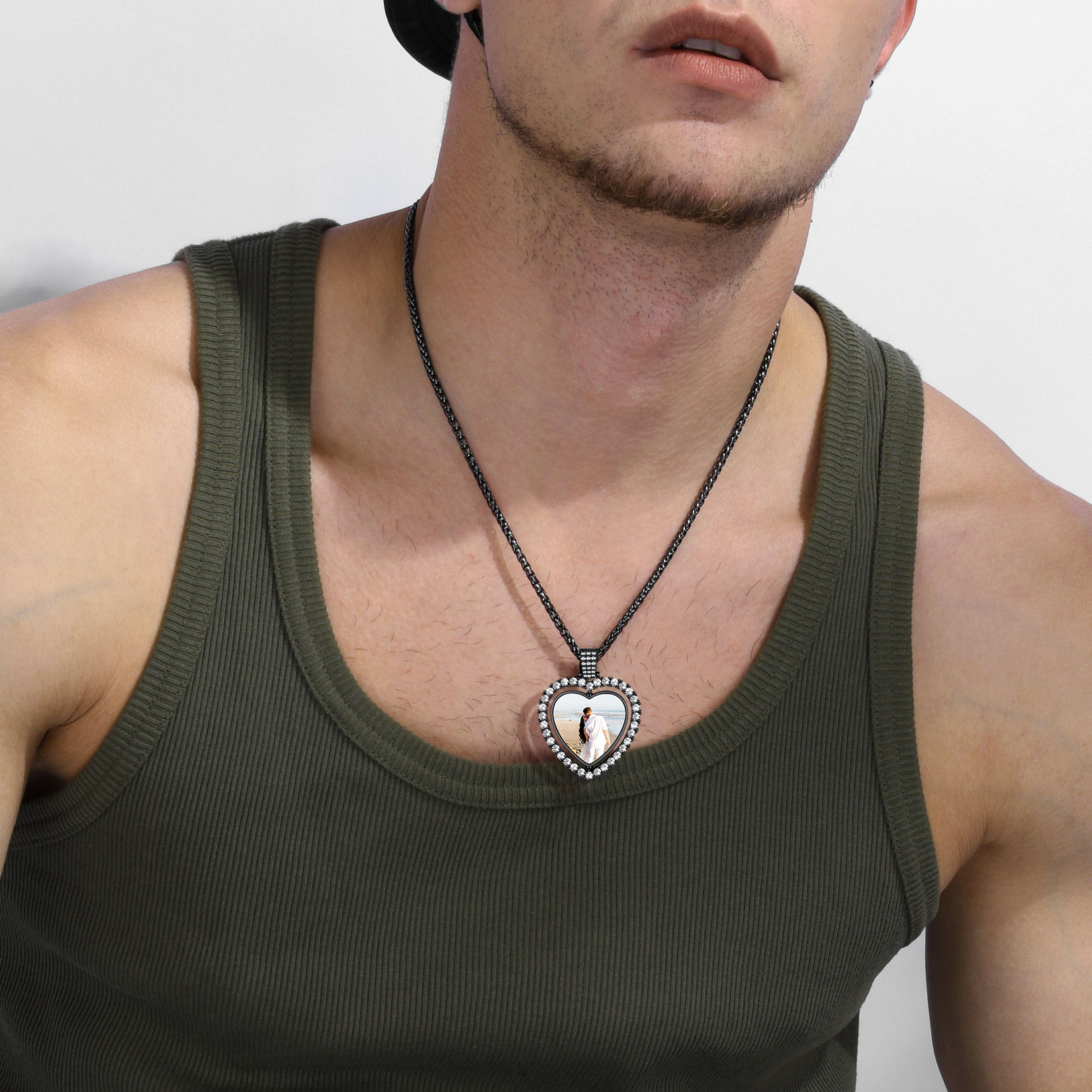 Photo  Heart Pendant Necklace for Men model