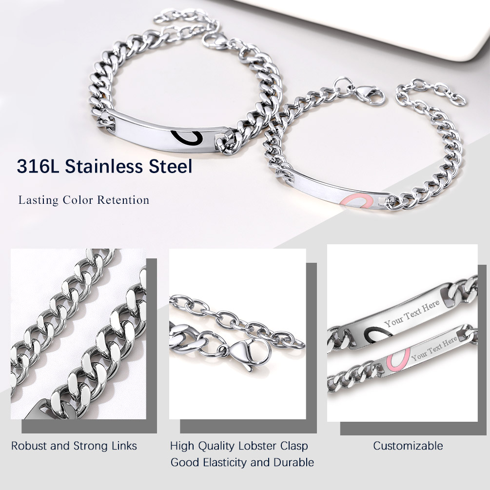 Personalized Name Engraved Matching Bracelets for Couple 
