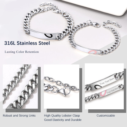 Personalized Name Engraved Matching Bracelets for Couple 