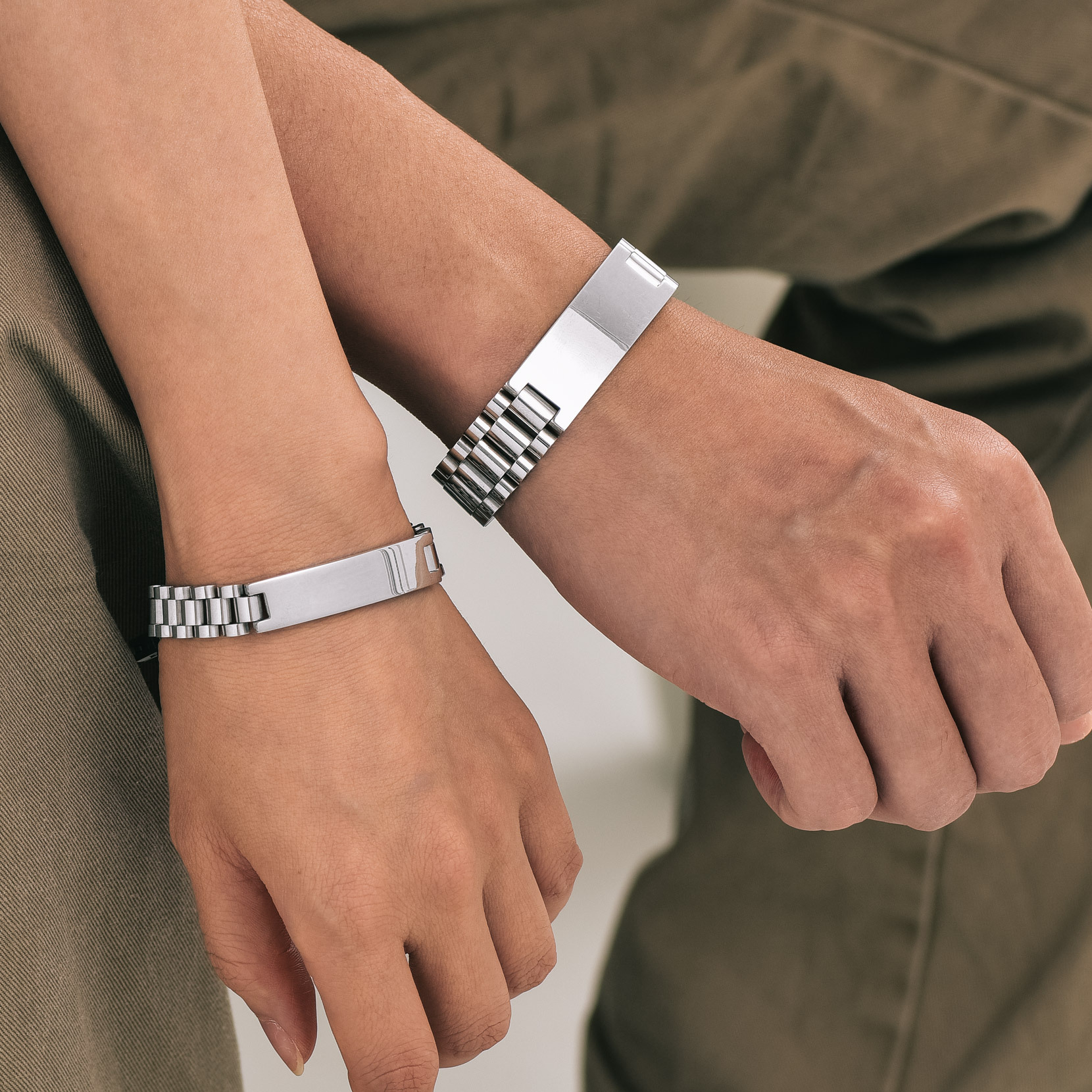 Personalized Engraved Stainless Steel ID Braceletn Model Silver
