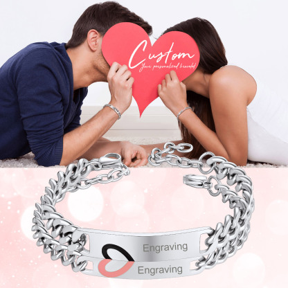 Personalized Name Engraved Matching Bracelets for Couple 