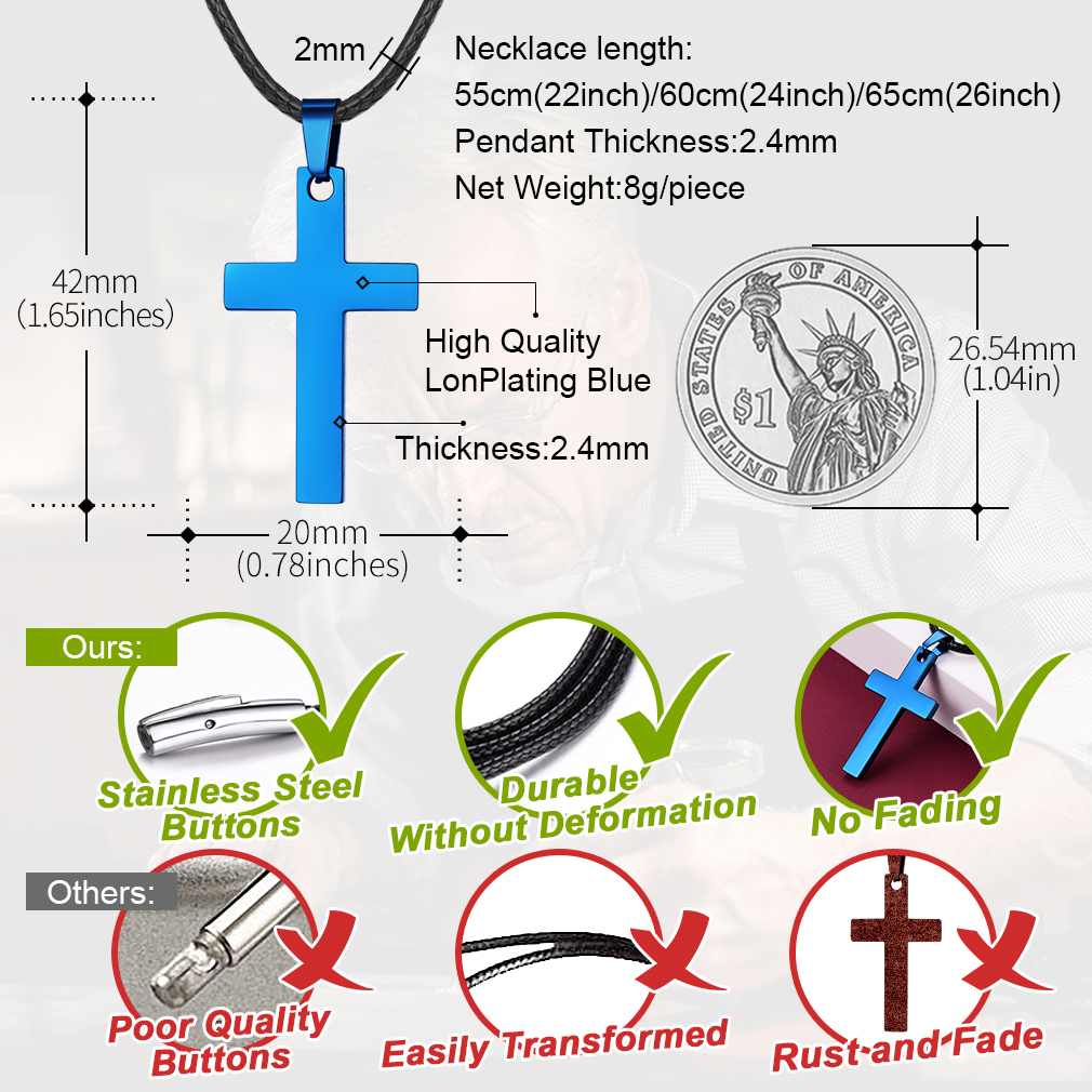 Customizable Stainless Steel Cross Necklace with Free Engraving