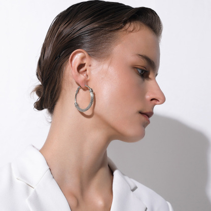 Stainless Steel Dop Hoop Earrings For Women