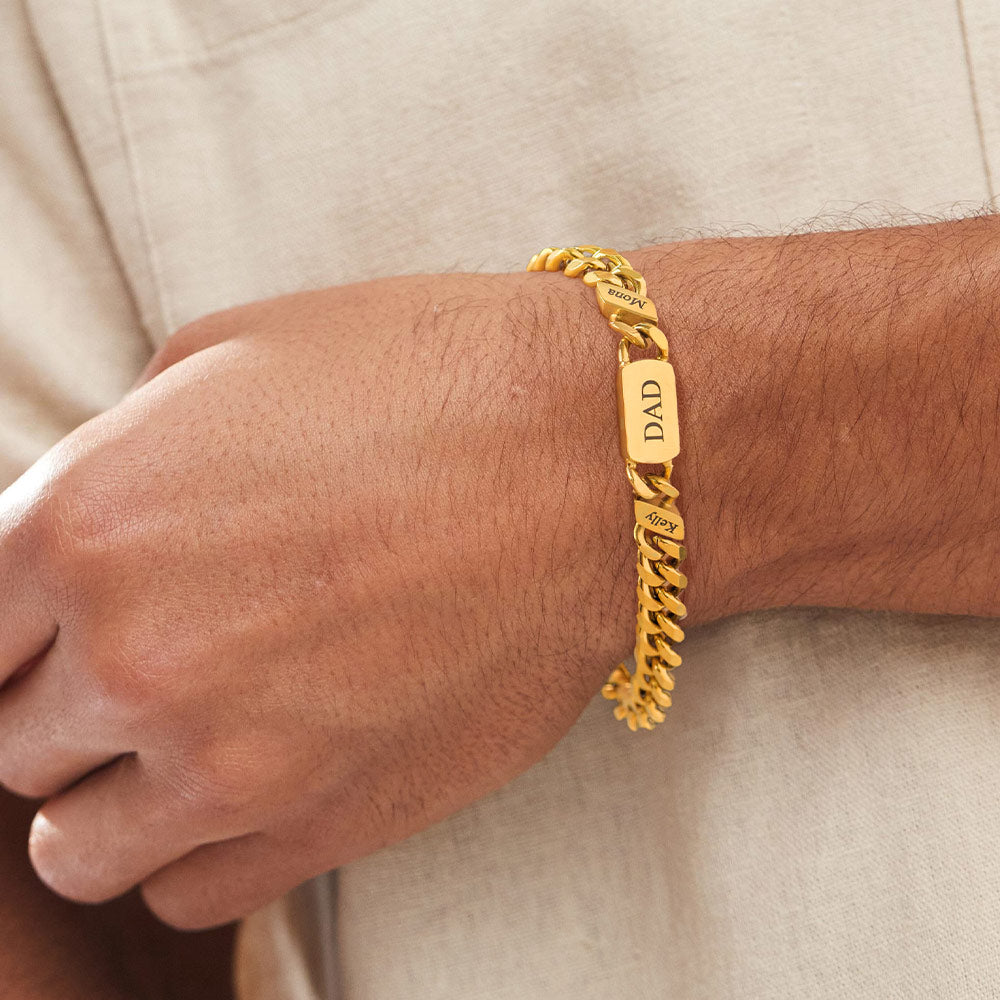 Personalized Multi-Name Cuban Link Bracelet gift for Dad