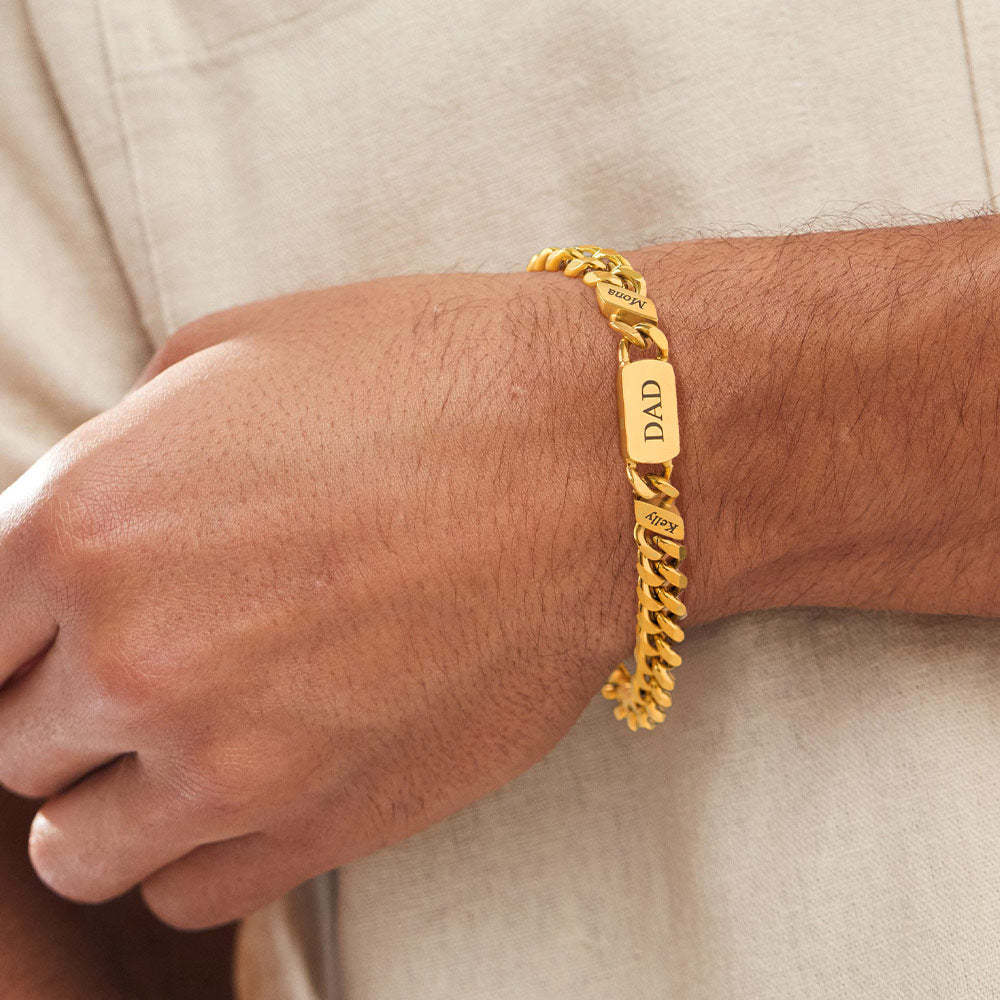 Personalized Multi-Name Cuban Link Bracelet gift for Dad
