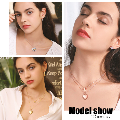 Personalized Heart Locket Necklace with Pictures For Women