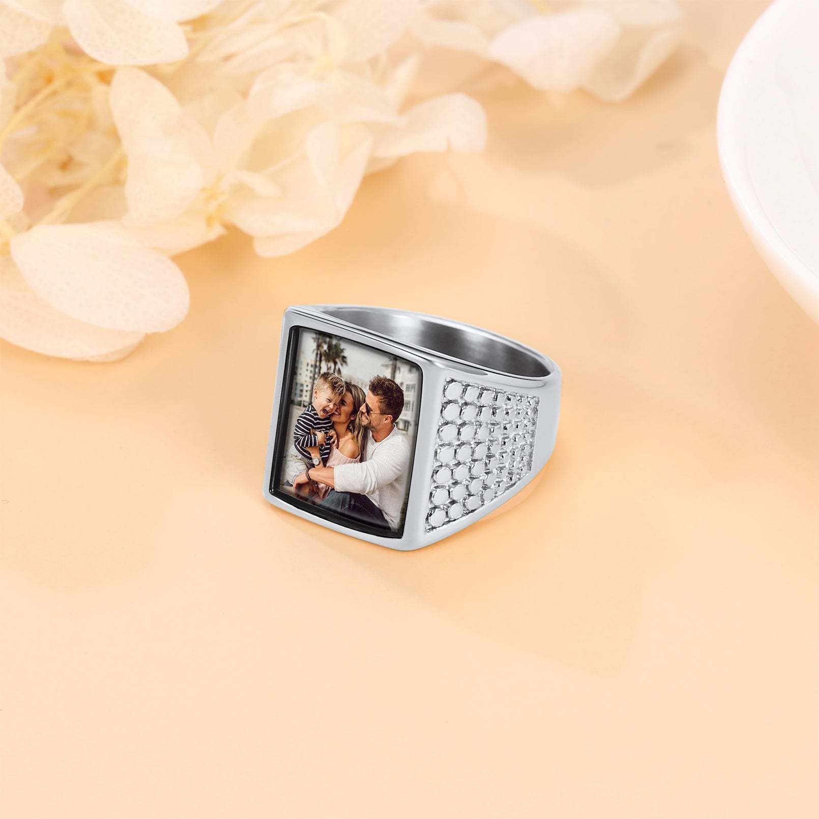 Square Engraved Signet Rings with Pictures