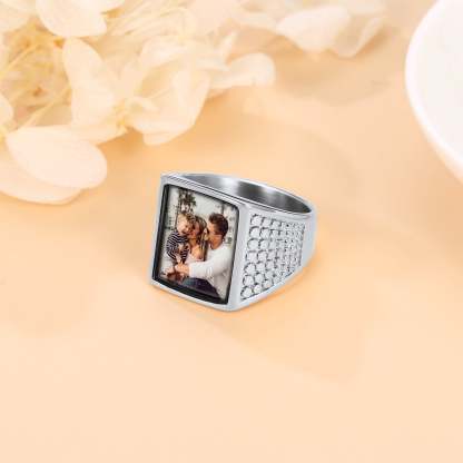 Square Engraved Signet Rings with Pictures