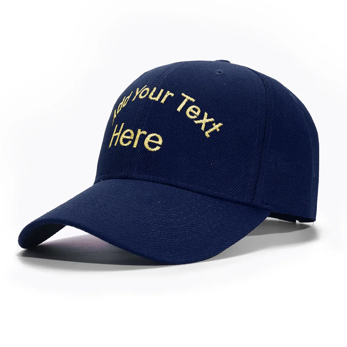 Custom Navy blue  Hat Baseball Cap with Embroidery with Curved Text